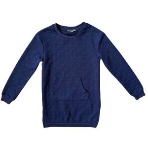 Heart Detailed Knit Kids Navy Sweater